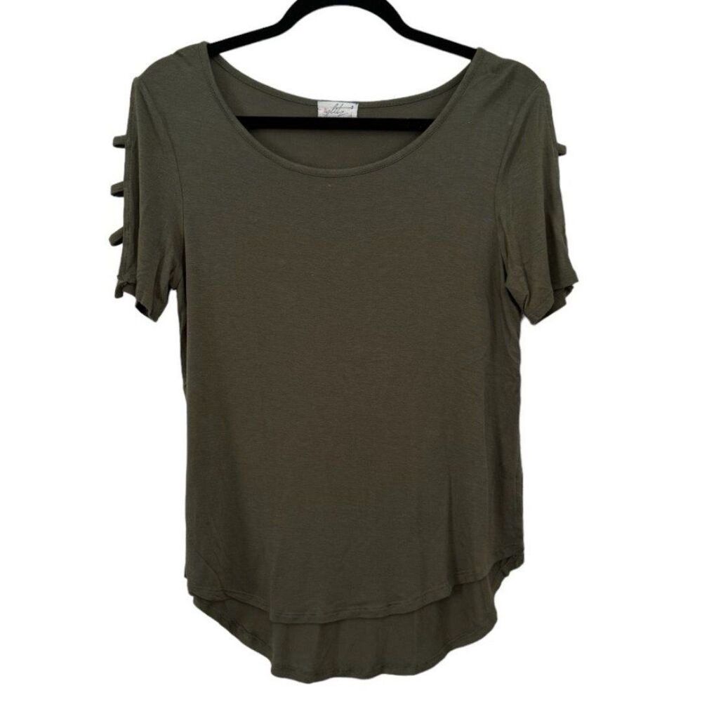Glitz Layered Green Tee Size L